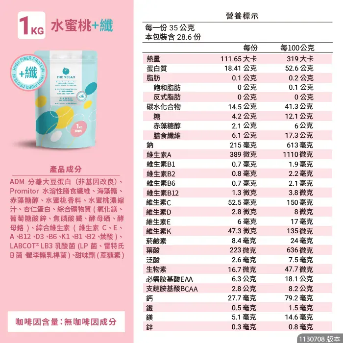 樂維根1kg高纖系列 水蜜桃